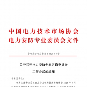 关于召开电力安防专家咨询委员会工作会议的通知