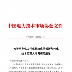 关于举办电力行业科技成果创新与转化技术经理人培训班的通知